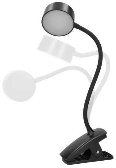 Solight WO3001-B-LED Stm. flexib. lampa s klipom LED/2W/5V 3000/4000/6500K čierna