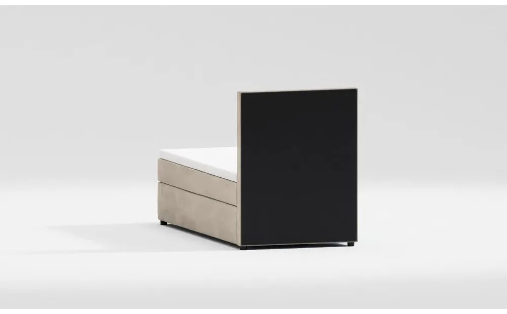 Béžová čalúnená jednolôžková posteľ s úložným priestorom s roštom 80x200 cm Lena – Ropez