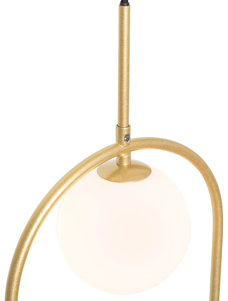 Art deco závesná lampa zlatá s bielym sklom - Isabella