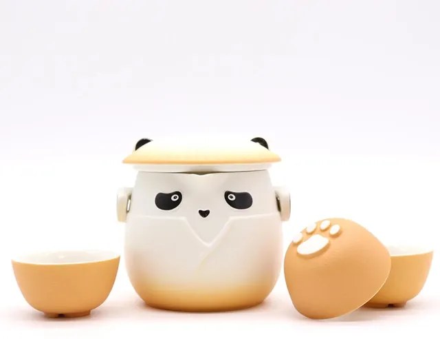 Čínska čajová súprava Panda oranžová 500ml
