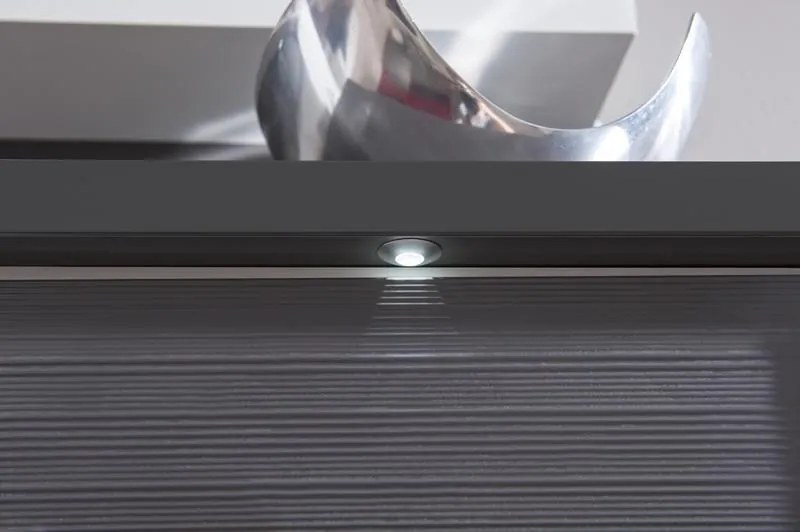 Vitrína Caracas typ 28, grafit/biely lesk, s osvetlením