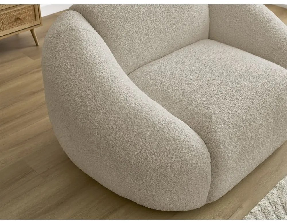 Béžové kreslo z textílie bouclé Tina – Bobochic Paris