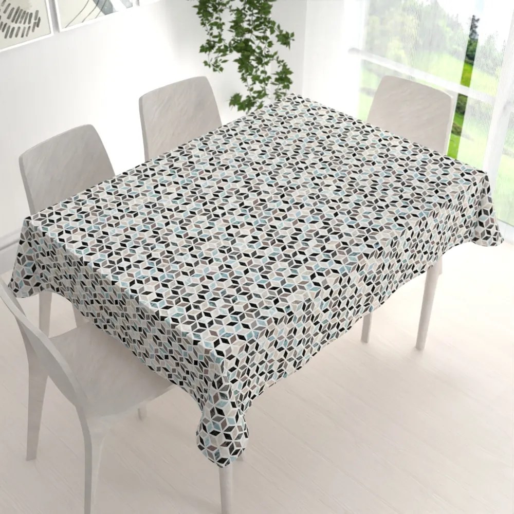 Biante Dekoračný obdĺžnikový obrus Leona LN-059 Tyrkysovo-čierna mozaika 50x100 cm