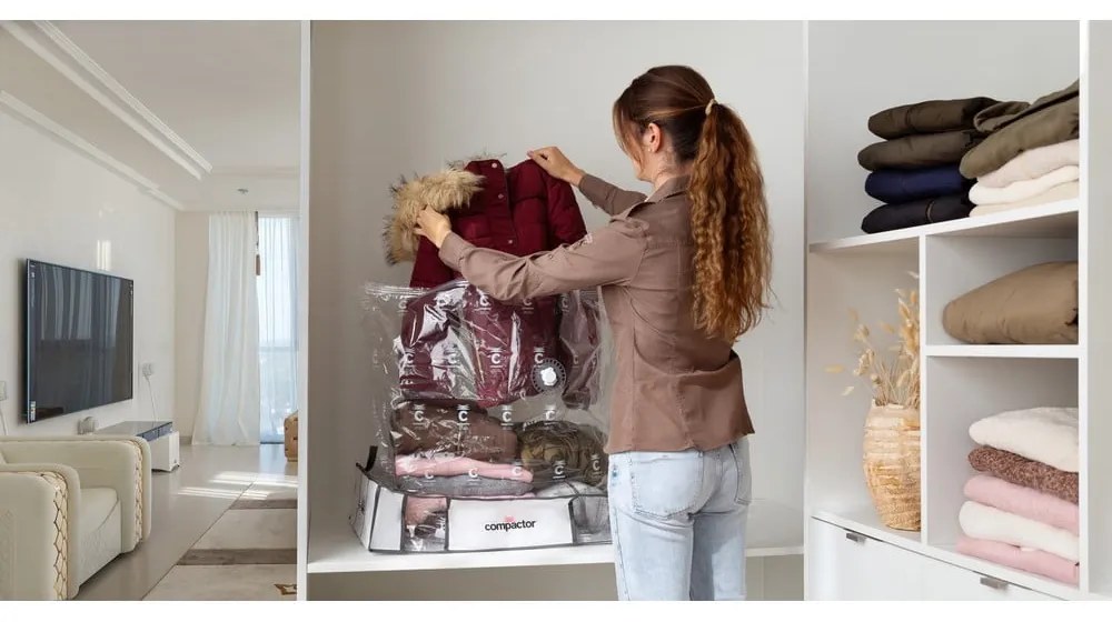 Vákuový/vystužený látkový úložný box na oblečenie 65x50x15,5 cm Life – Compactor