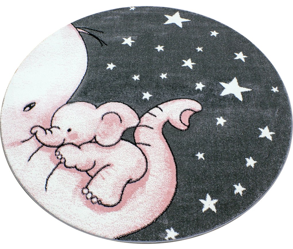Ayyildiz, Kusový koberec Kids 560 pink kruh, 160x160 (priemer) kruh, ružová, detská izba