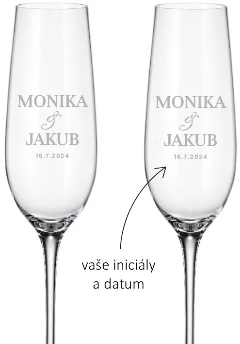 Dekorant Svadobné poháre na šampanské SIMPLE 270 ml 2KS