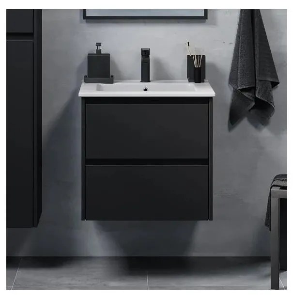 Kúpeľňová skrinka s umývadlom MOLDE 60 cm čierna
