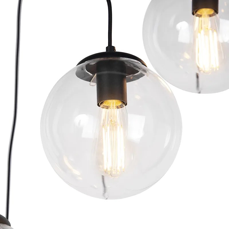 Inteligentné závesné svietidlo čierne 7-svetiel Vrátane WiFi ST64 - Pallon