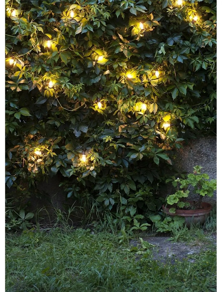 Svetelná reťaz Šiška, 20 LED žiaroviek Filament, číry kábel, predĺženie