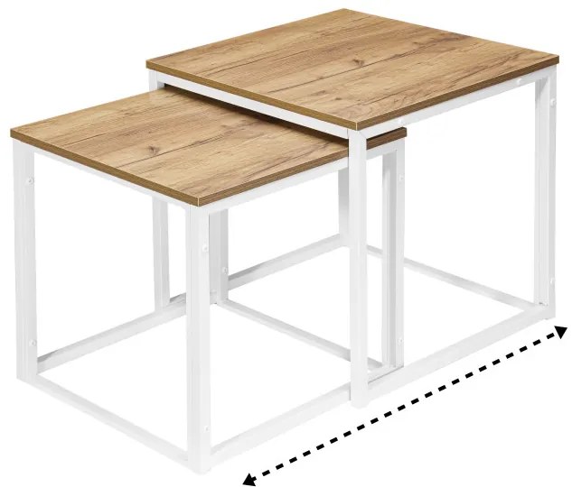 Sada 2 konferenčných stolíkov PRAVEN Craft biely