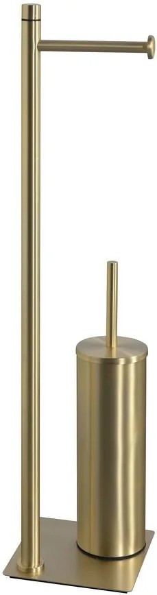 Gedy Gedy, TRILLY Stojan s držiakom na toaletný papier a WC kefou, hranatý, zlatá matná, TR3288