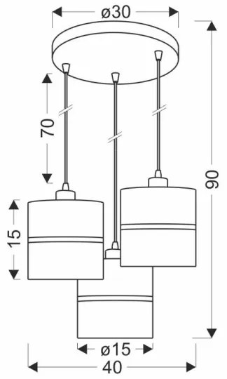 Luster na lanku ASSAM 3xE27/60W/230V čierna