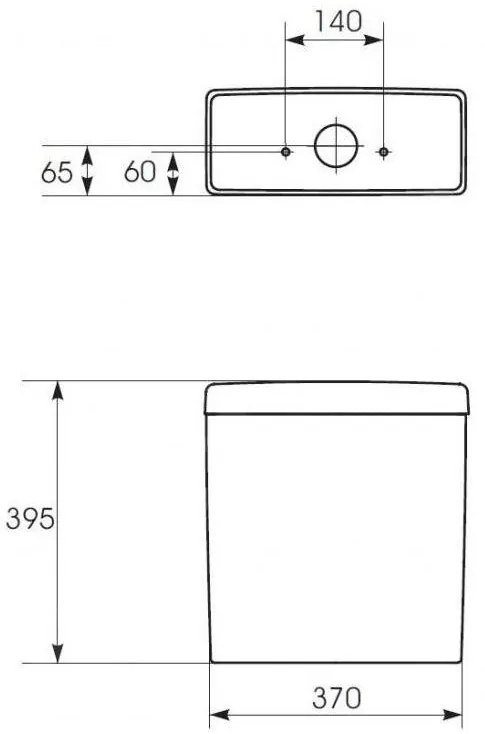 Cersanit Crea, nádržka 011 3/5l spodný prívod vody, bez mechanizmu, biela, K673-005