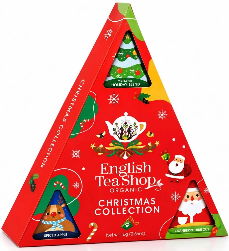 ENGLISH TEA SHOP Sada čajových pyramídok "Christmas Collection" 9 ks - červená
