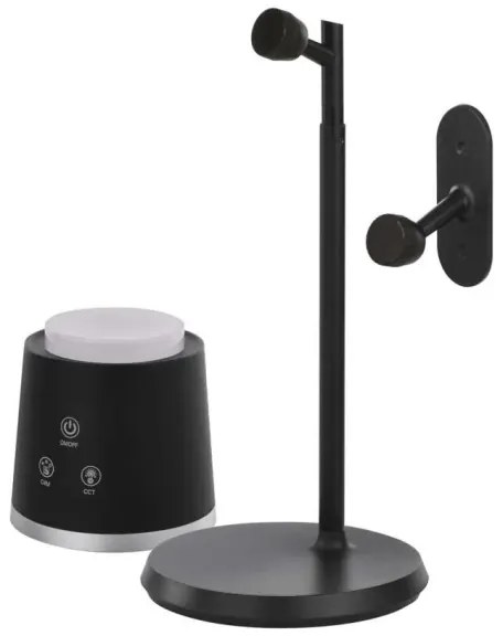 LED Stmievateľná nabíjacia stolná lampa 4v1 LED/6W/3,7V 3000K/4000K/6500K čierna