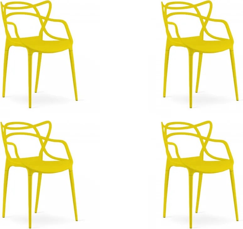 Sada 4 ks plastových stoličiek KATO, žltá
