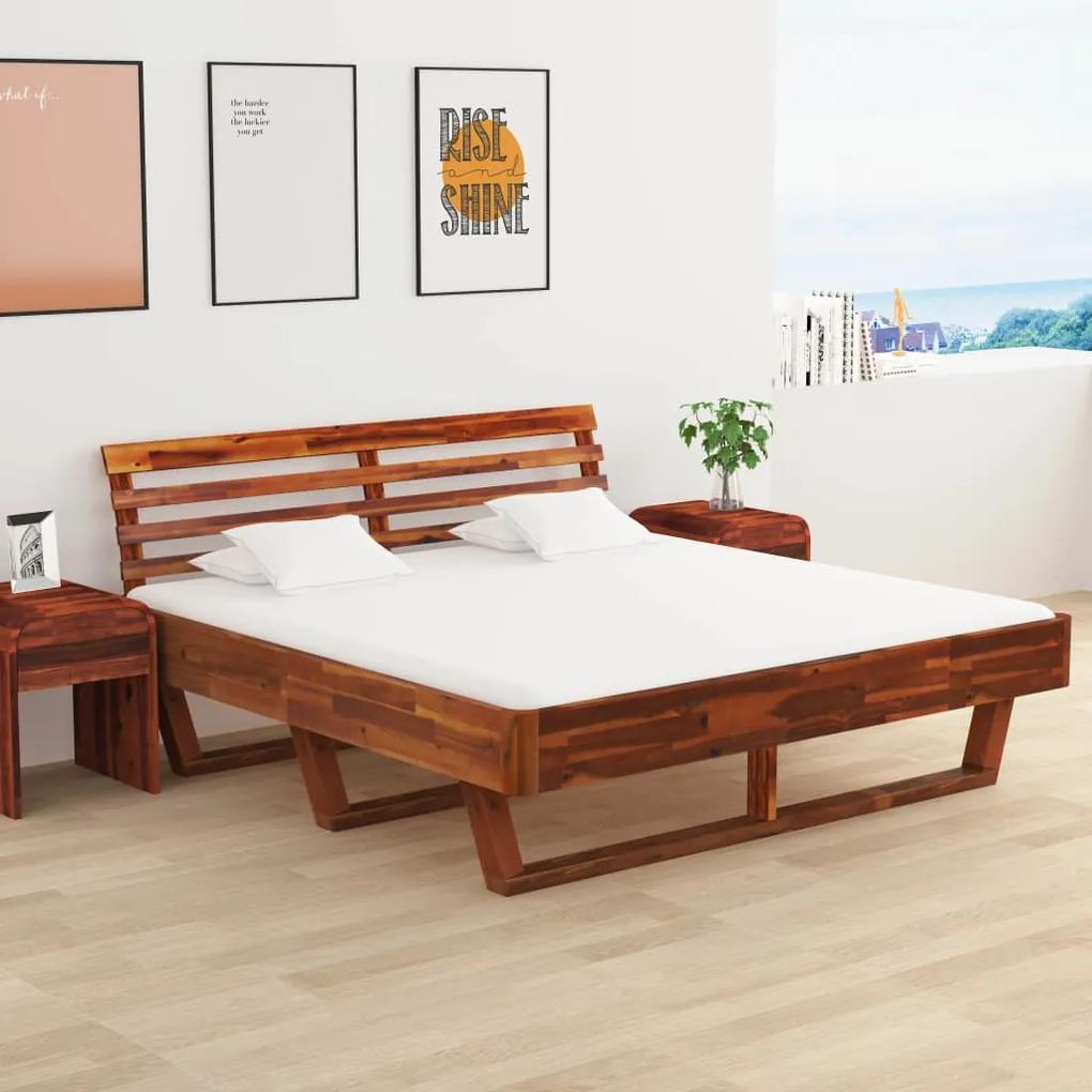vidaXL Rám postele s 2 nočnými stolíkmi akáciový masív 180x200 cm