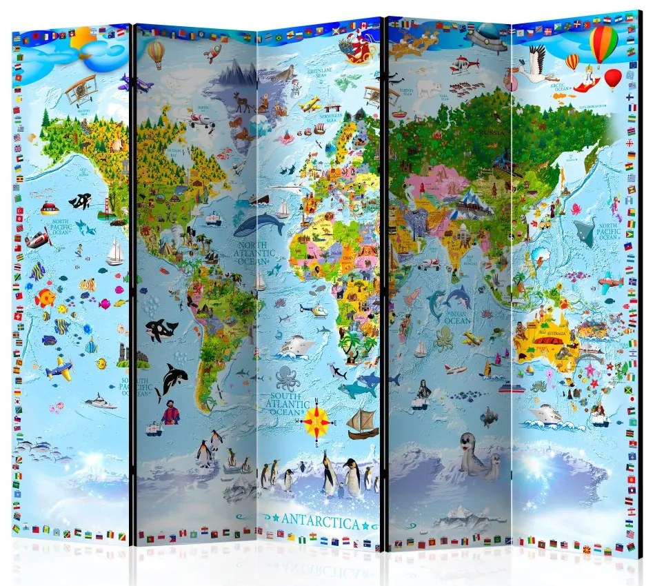 Artgeist Paraván - World Map for Kids II [Room Dividers]