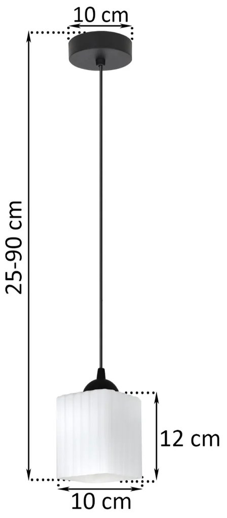 Závesné svietidlo Riffle Square, 1x biele sklenené tienidlo, b