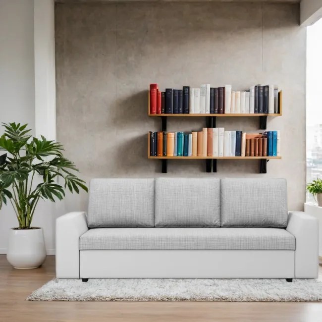 Trojmiestna rozkladacia sedačka LUGO sivá / biela