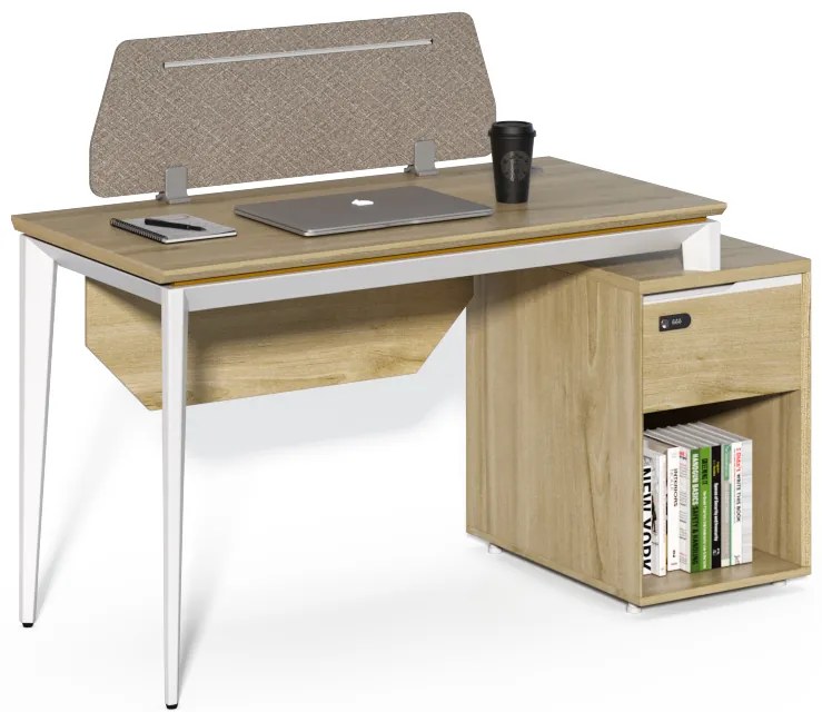 Kancelársky stôl s skrinkou Houseland Profit Max 03 1406 dub/biely