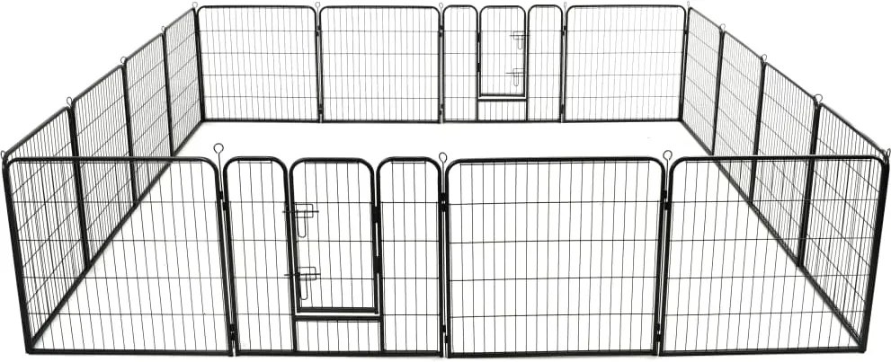 275491 Edco Oceľová ohrádka pre psov so 16 panelmi 80x80 cm čierna