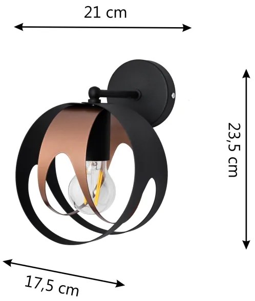 Nástenné svietidlo MOONLIGHT 1xE27/15W/230V čierna/medená