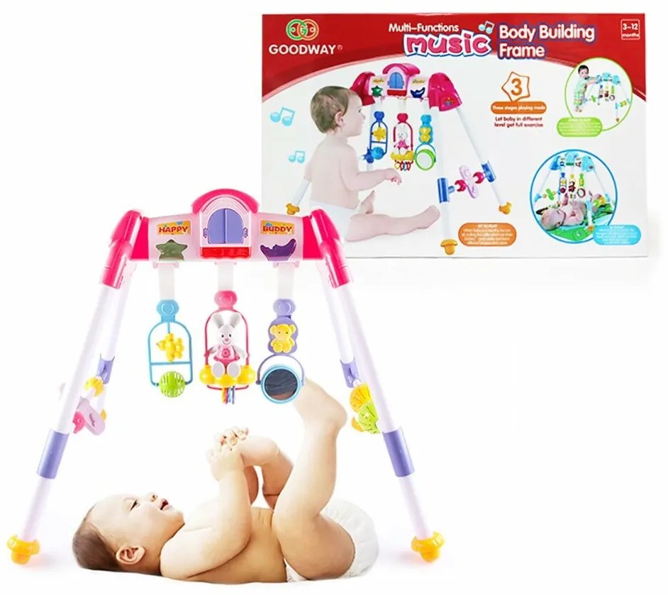 Detská hrajúca edukačná hrazdička De Lux Baby Mix pink