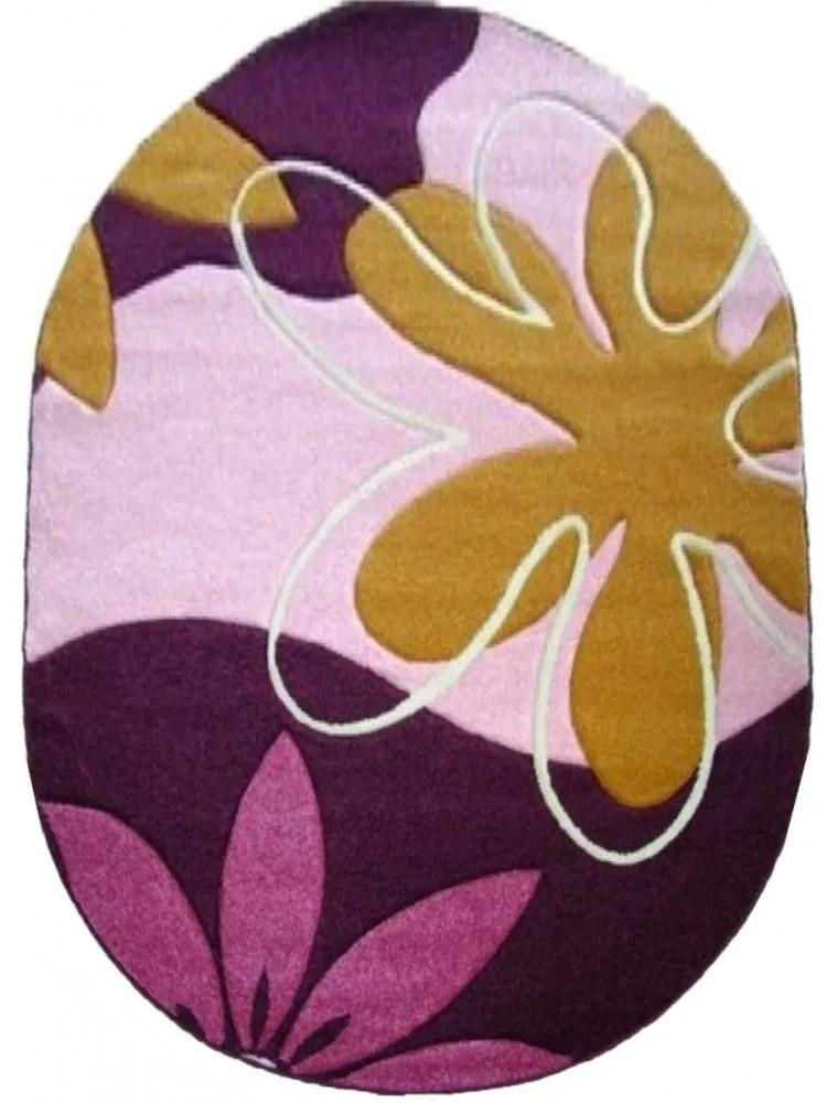 Kusový koberec Kvety fialový ovál 80x150cm