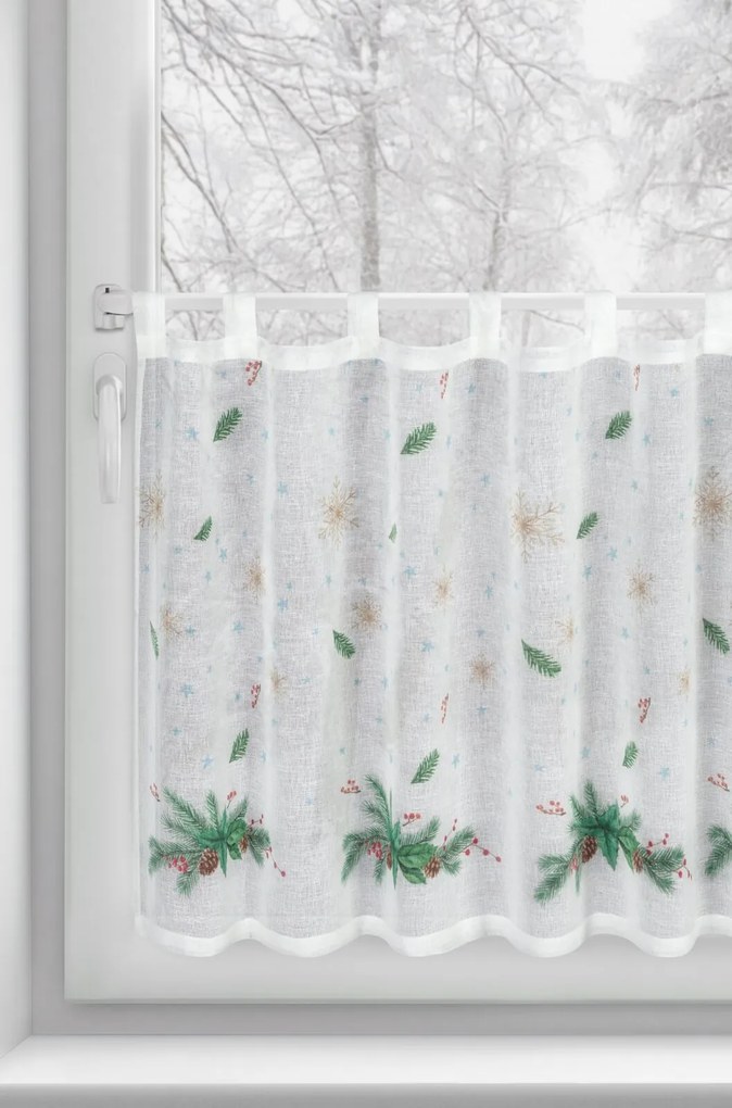 EUROFIRANY KRÁTKA VIANOČNÁ ZÁCLONA NA PÚTKACH XMAS1 60X150 CM VZOROVANÁ