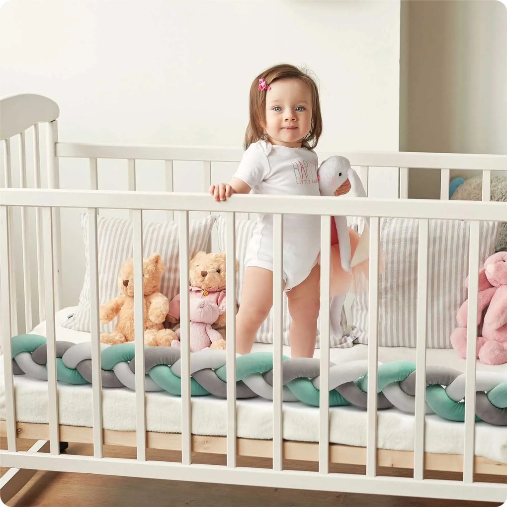 Ricokids nárazník do detskej postieľky 2 m - mätovo sivý