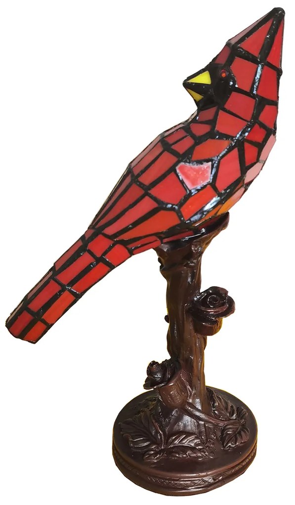 Dekoratívna vitráž lampa PAPAGÁJ_RED