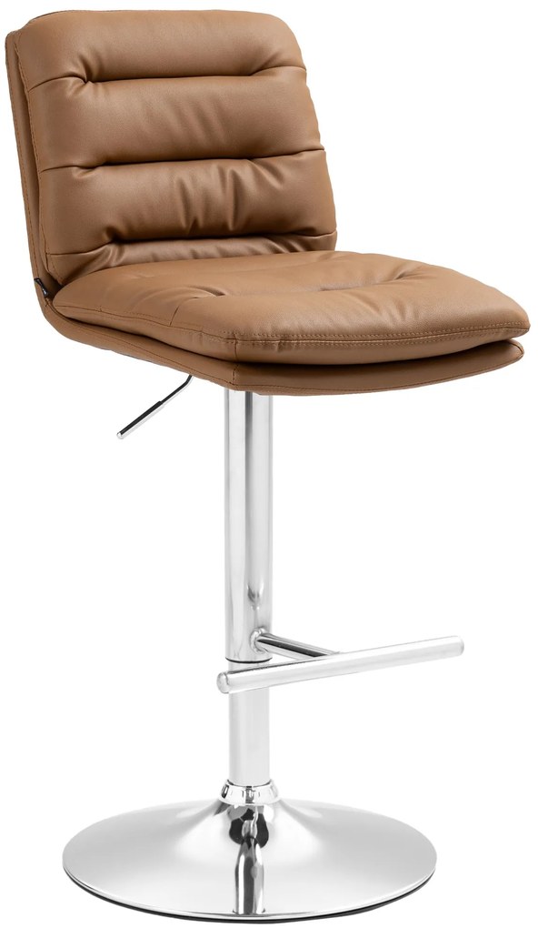 Barová stolička Damar - koženka, chróm rám - svetlohnedá