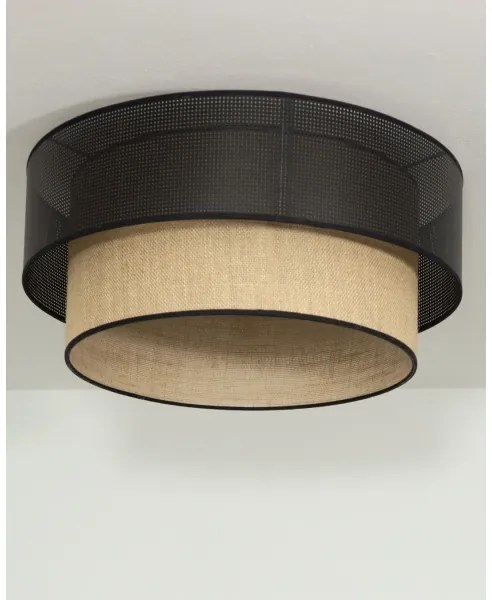 Stropné svietidlo BORHO 1xE27/60W/230V pr. 40 cm čierna/juta