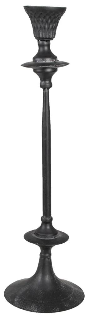 Kovový čierny svietnik s patinou Susanne - Ø 15*52 cm