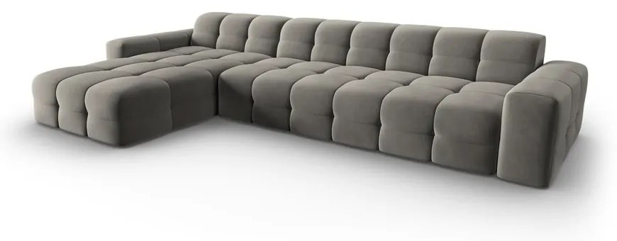 Sivá zamatová rohová pohovka (ľavý roh) Kendal - Micadoni Home