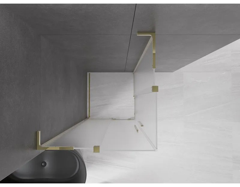 Mexen Velar L Duo, sprchový kút s posuvnými dverami 100 x 100 cm, 8mm sklo námraza, zlatá lesklá, 871-100-100-02-33-50