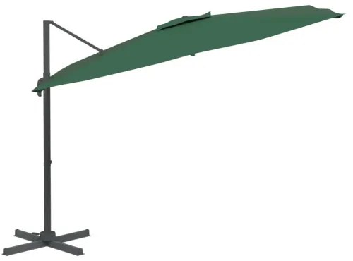 vidaXL Závesný slnečník s hliníkovou tyčou zelený 300x300 cm-