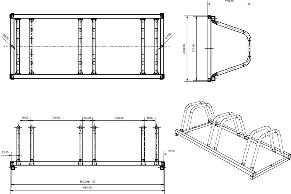 Stojan na bicykle, 1+1 ZDARMA, 3 státia, na kotvenie