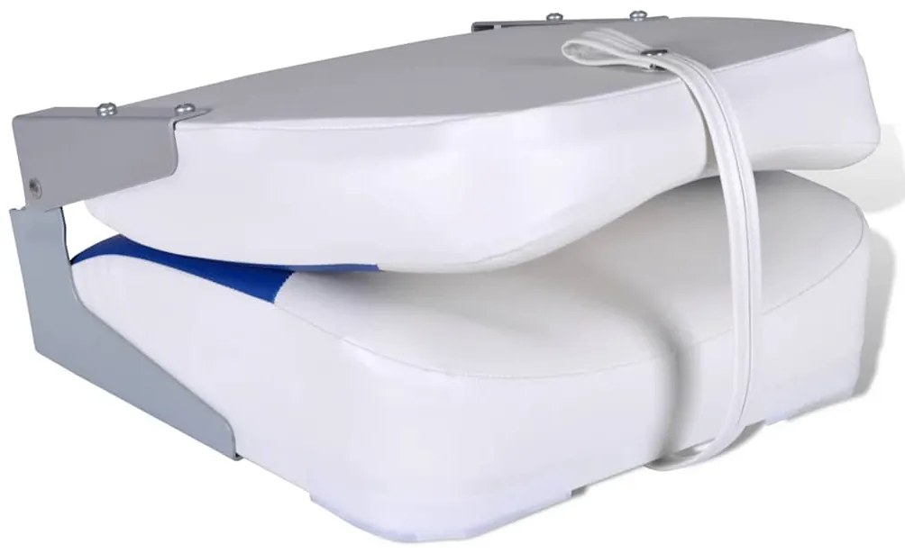 Lodné sedadlá 2 ks sklopné operadlo s modro-bielym vankúšom 41x36x48 cm