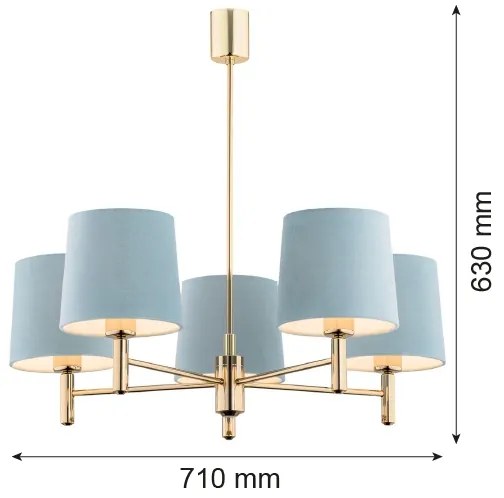 Argon 2106 - Luster na tyči PONTE 5xE27/15W/230V mosadz/krémová