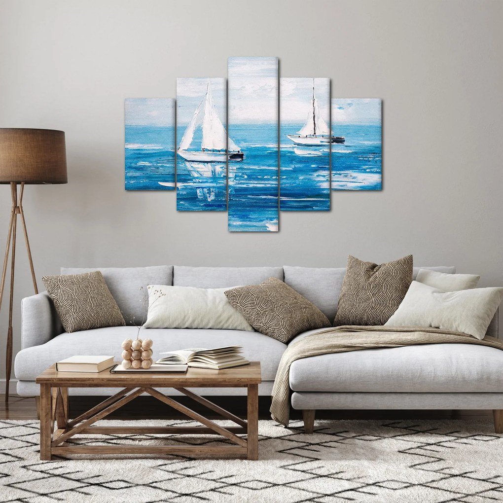Obraz - Maľba jachty na mori (150x105 cm)
