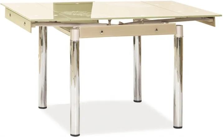 Jedálenský stôl GD-082 - chróm / tvrdené sklo / krém