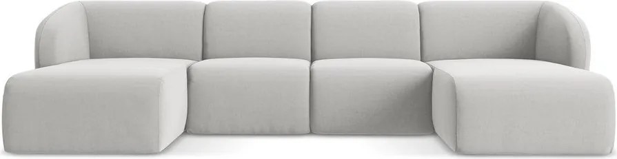 Svetlosivá zamatová rohová pohovka (do tvaru "U") Lani – Makamii