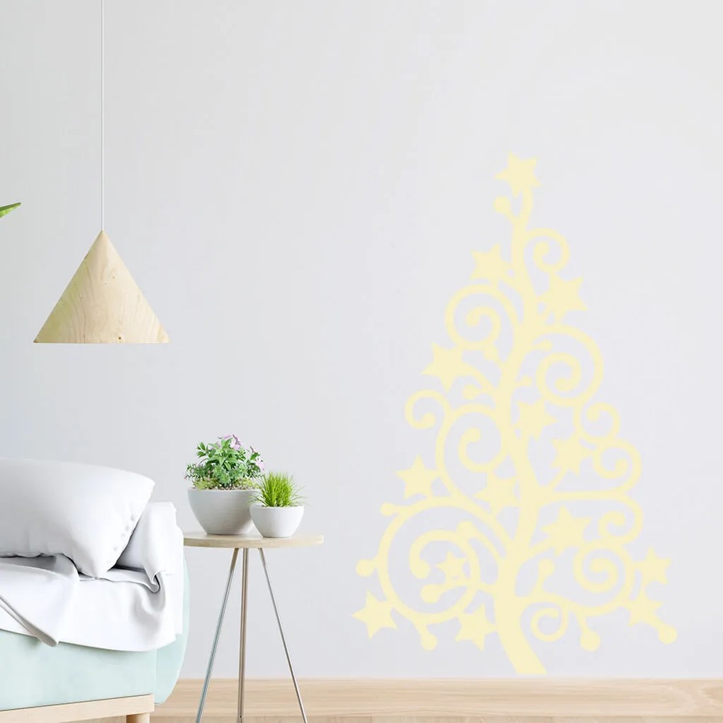 Veselá Stena Samolepka Vianočný strom hviezda Farba: hnědá, Veľkosť: 40 x 25 cm