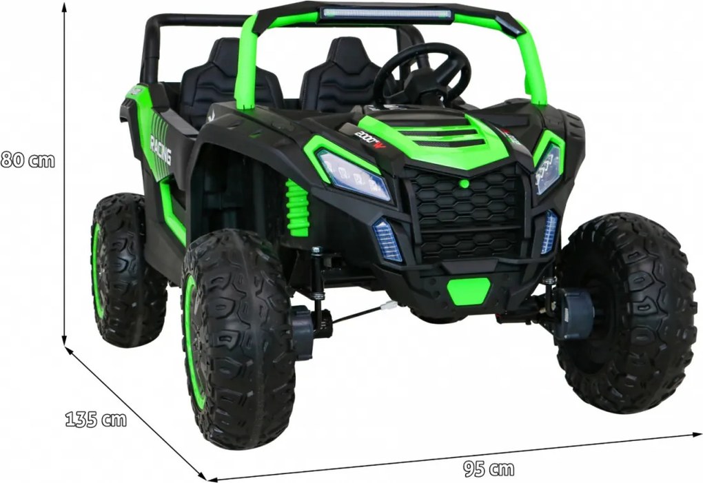 Ramiz Buggy ATV Racing pre 2 deti Zelená + pohon 4x4 + diaľkové ovládanie + pomalý štart + MP3 LED