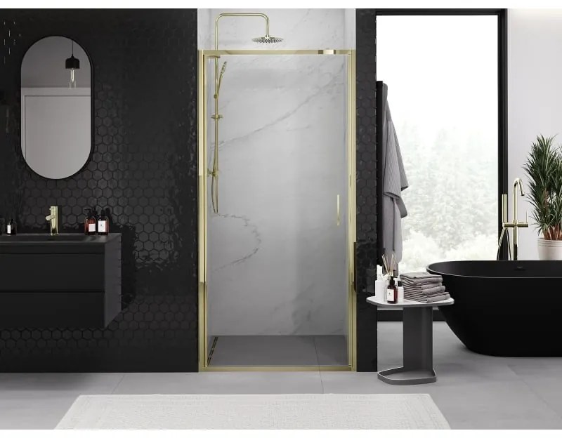 Mexen Exo, výklopné sprchové dvere 95 cm, číre sklo, zlatá, 817-095-000-50-00