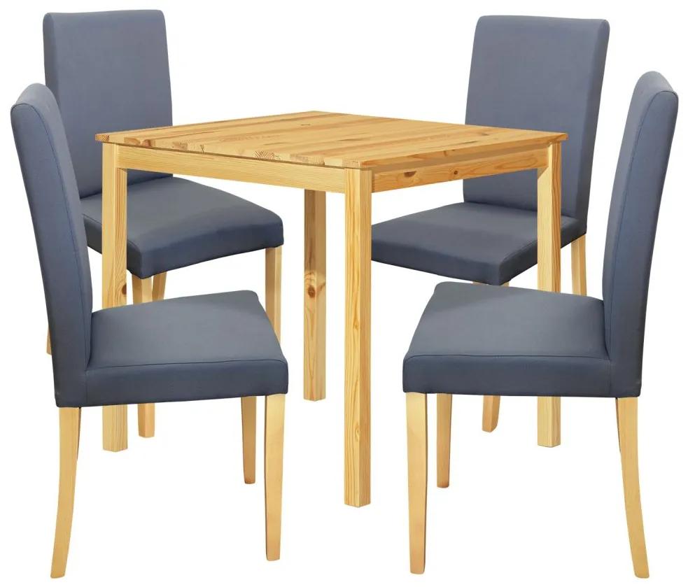 IDEA nábytok Jedálenský stôl 8842 lak + 4 stoličky PRIMA 3038 sivá/svetlé nohy