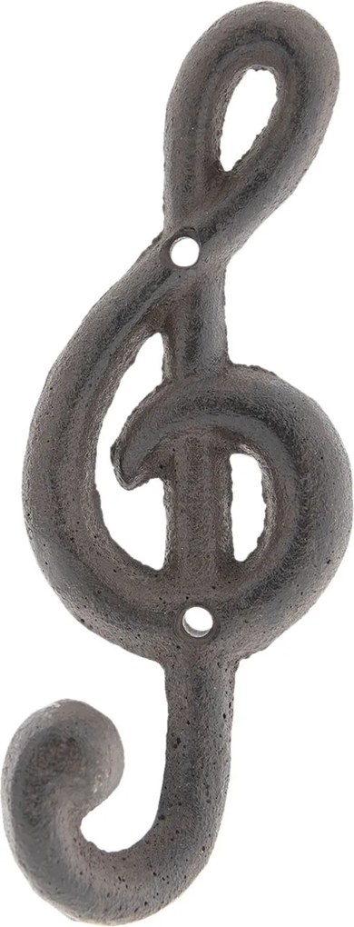 Nástenný hnedý liatinový husľový kľúč - 6 * 5 * 17 cm