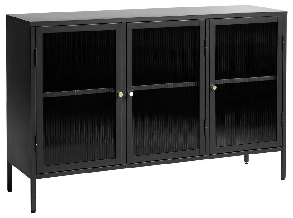 Čierna kovová vitrína 132x85 cm Bronco - Unique Furniture